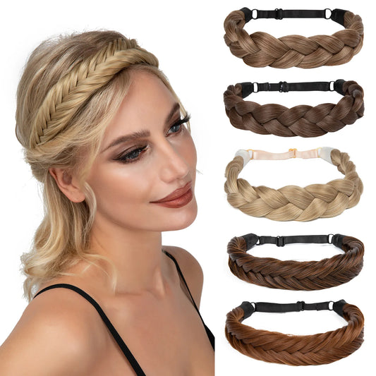 Bohemian Style Synthetic Fishtail Braided Headband with Adjustable Belt - SARLA Women's Hairpiece for Stylish Hairstyles