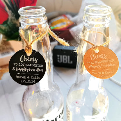 BY49 35mm Kraft & Black Paper Labels – Customizable Name & Date Wedding Decoration Stickers