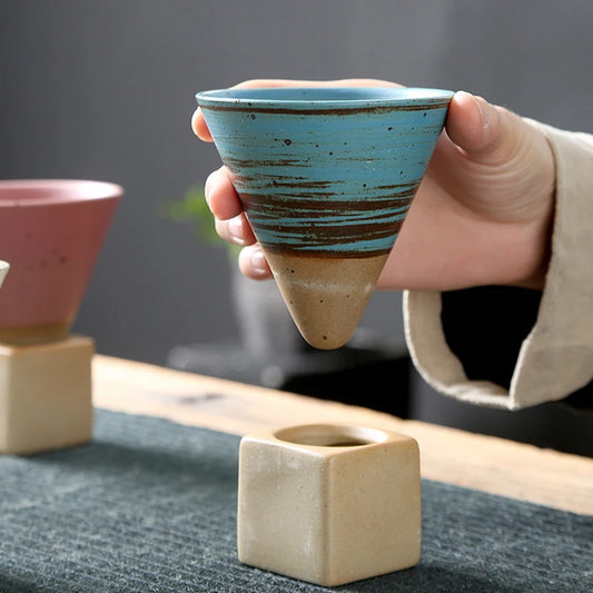 Japanese Style Retro Ceramic Coffee Cup - Rough Pottery Tea Mug, Porcelain Latte Cup for Home & Office