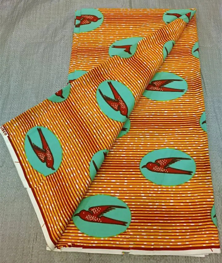 Cotton Batik Ankara Fabric - 100% African Wax Print Bronzing Golden Fabric 6 Yards for Dresses & Crafts