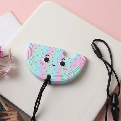 BPA-Free Silicone Baby Teether – Cartoon Sensory Chew Pendant Necklace for Newborns, Autism & ADHD Teething Care