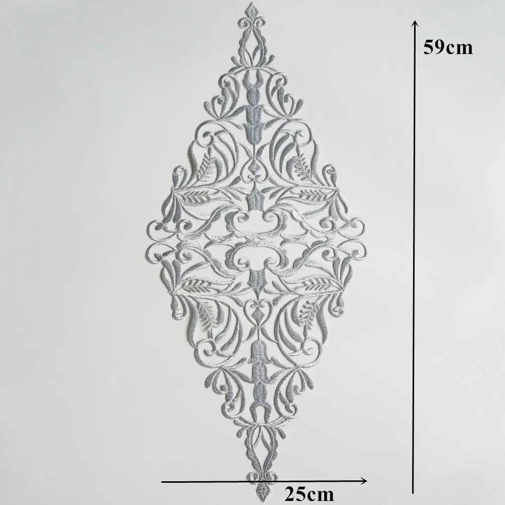 Silver Baroque Sequin Flower Applique – Embroidered Iron-On Patch for Wedding & DIY Crafts