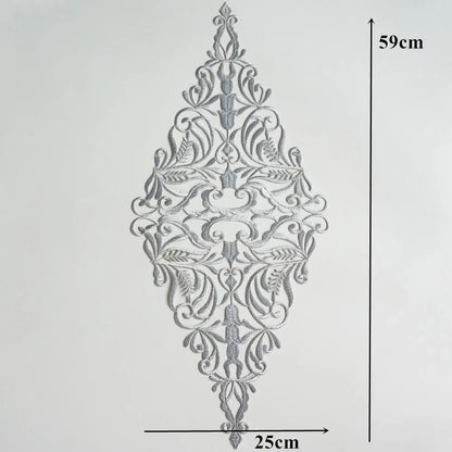 Silver Baroque Sequin Flower Applique – Embroidered Iron-On Patch for Wedding & DIY Crafts