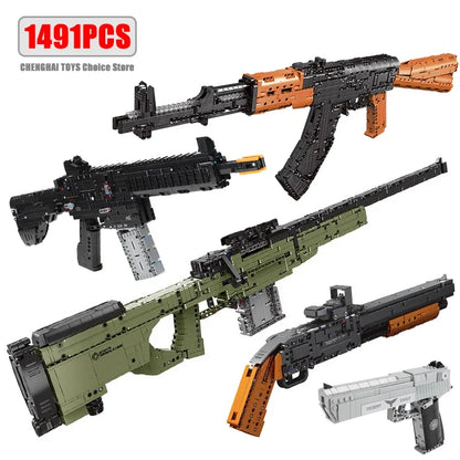 AK47 & AWM Sniper Gun Building Block Set – Military MOC Model Toy for Boys Holiday Gift