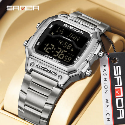 SANDA 2172/2173 Men’s Digital Watch - Multifunction Waterproof LED Electronic Wristwatch