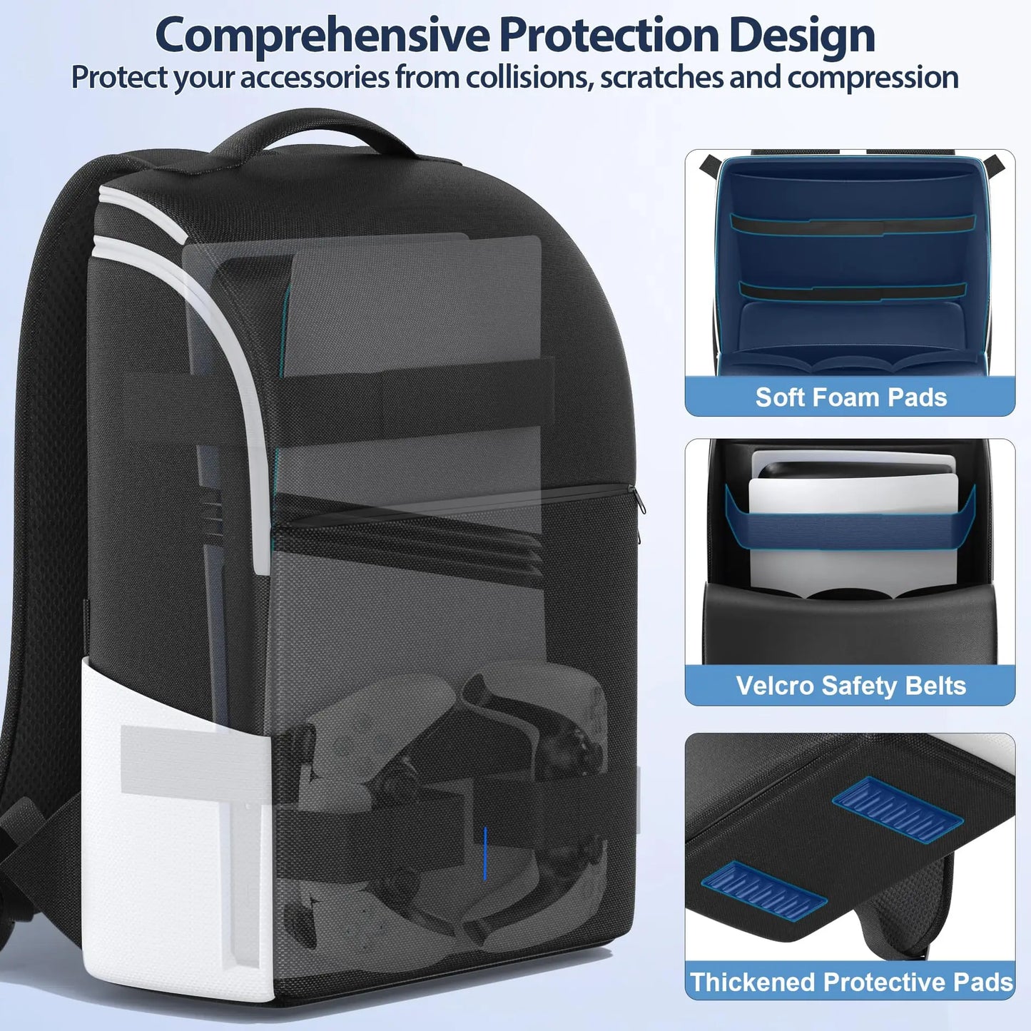 PS5 Travel Carrying Backpack - Protective Console Storage Bag for PS5 Slim Pro with Dual Controller Space