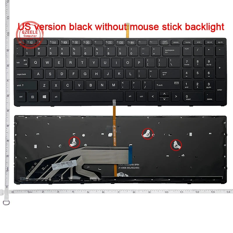 HP ZBook 15 G3/G4 & 17 G3/G4 Backlit Replacement Keyboard – AR/RU/US Layout with Frame (9Z.NCGBC.001 NSK-C87C-01) for Laptop Repair and Upgrade