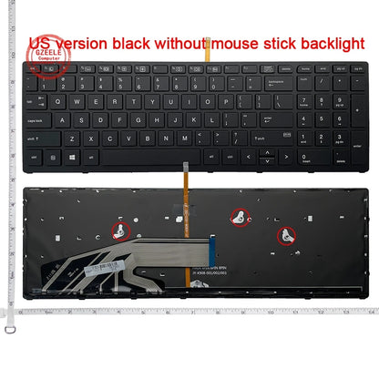 HP ZBook 15 G3/G4 & 17 G3/G4 Backlit Replacement Keyboard – AR/RU/US Layout with Frame (9Z.NCGBC.001 NSK-C87C-01) for Laptop Repair and Upgrade