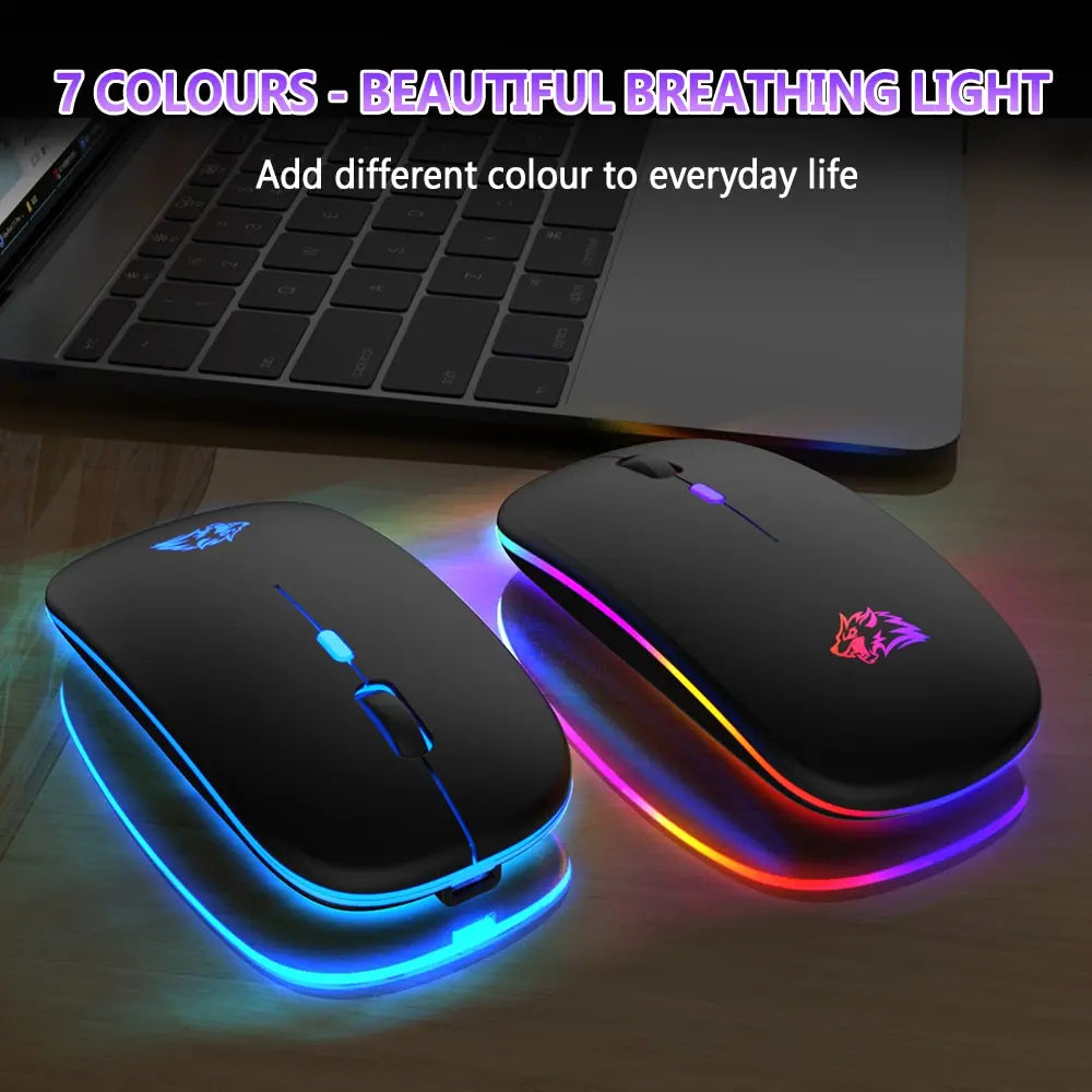 Wireless Mouse - Bluetooth and 2.4GHz Dual Modes Rechargeable RGB Ergonomic Silent Click for PC, iPad, Laptop, Cell Phone, TV