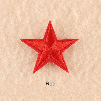 10Pcs Mini Star Embroidery Iron-On Patches – DIY Clothing Appliques Pentagram Stickers for Jackets, Jeans & Bags (Black, White, Gold)