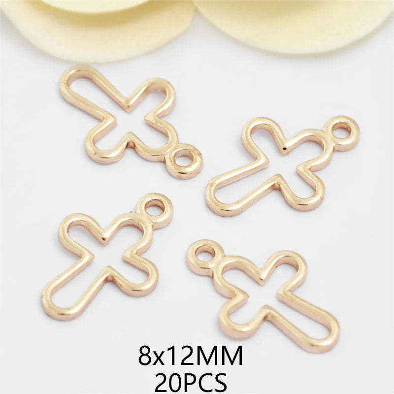 24K Champagne Gold Cross Charms - Small Brass DIY Jewelry Pendants & Craft Accessories