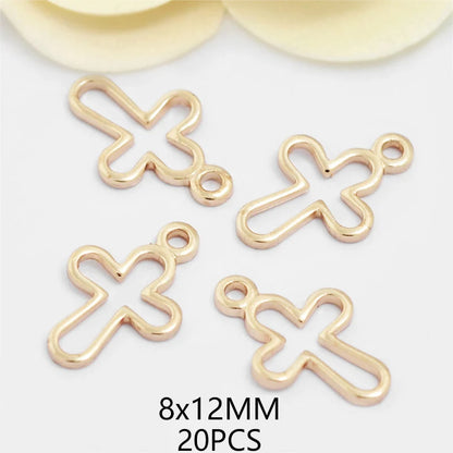 24K Champagne Gold Cross Charms - Small Brass DIY Jewelry Pendants & Craft Accessories