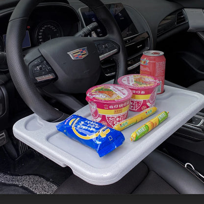 Portable Car Laptop Desk Mount: Steering Wheel Dining Table Bracket for Eating, Working, and Drinking - Convenient Tray Board