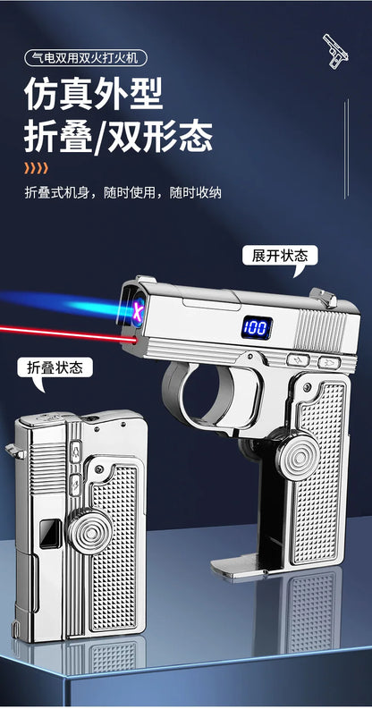 2025 Windproof Dual-Use Laser Lighter – Electric & Gas Multifunctional Metal Lighter for Men