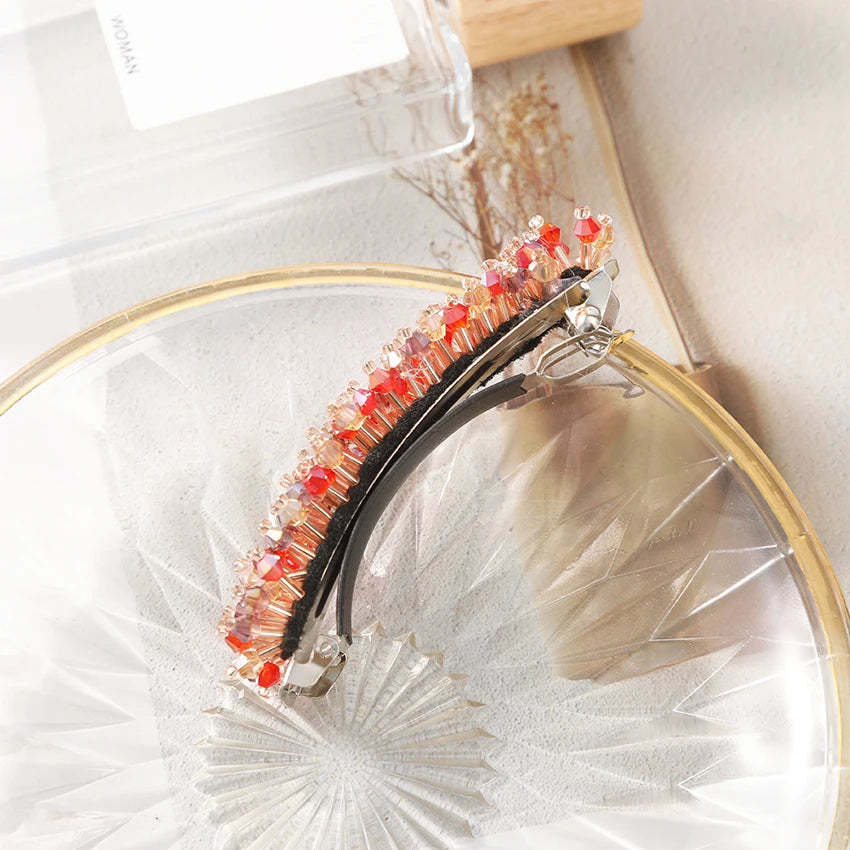 Rhinestone Pearl Women's Hair Clip - Trend Design Headdress for Girl Ponytail, Simple Spring Clip Fashion Hair Accessories