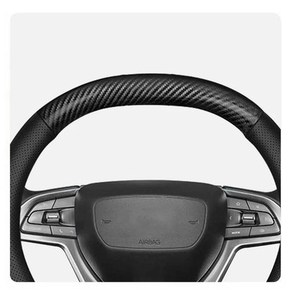 Hyundai Carbon-Fiber Leather Steering Wheel Cover — Fits i20/i30/i40/ix25/ix35/ix55/Elantra/Tucson/Sonata/Solaris/Palisade/Nexo
