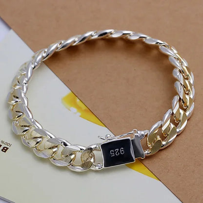 Fine 925 Sterling Silver Chain Bracelet – Solid Charm Jewelry for Women & Men, Party, Wedding & Fashion Gift