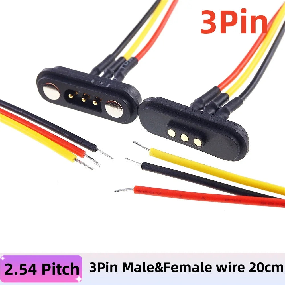 Magnetic Pogo Pin Connector - 2A Waterproof Spring-Loaded 2.54mm Male Female DC Power Socket, 2/3/4/5/6 Position Contact Strip