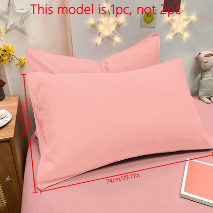 Matte Solid Color Pillowcase - Soft Pocket Sealed Bedroom Bedding Cover
