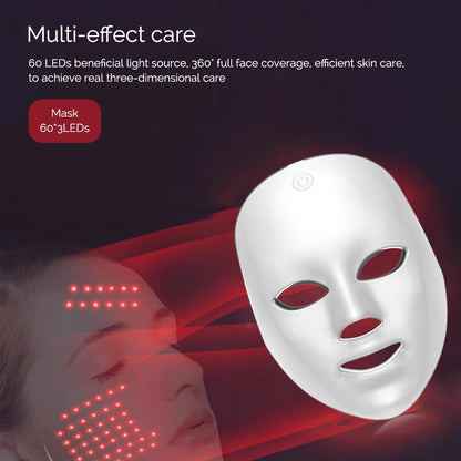7-Color Photon LED Facial Mask - Red Light Skincare Mask for Anti-Wrinkle Care, Skin Rejuvenation, Brightening & Acne Care