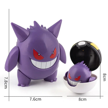 Pokemon Action Figures Set – Pikachu, Gengar, Dragonite, Snorlax & Pokeball Toys