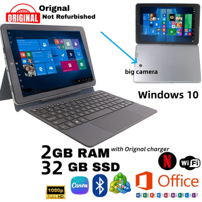 Super Deal 10.1" Tablet PC – 2GB RAM, 32GB ROM, Windows 10, Quad-Core, WiFi, HDMI & Big Camera