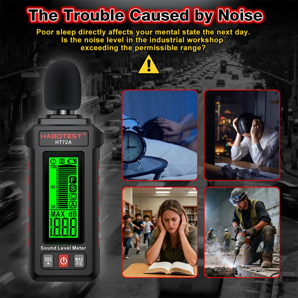 Digital Sound Level Meter - 30–130 dB Noise Detector for Room, Office, Factory, Studio & Traffic Noise Testing