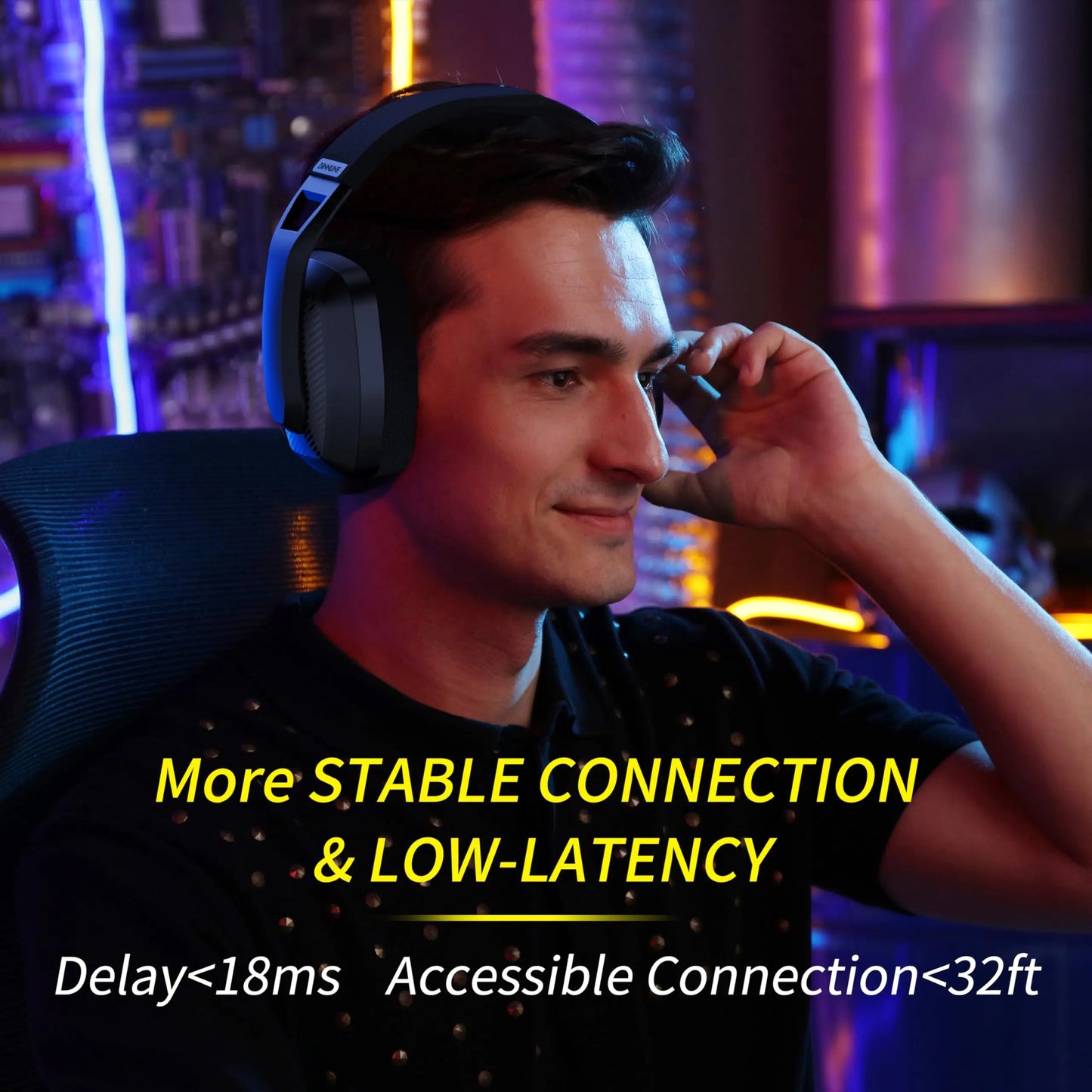 BINNUNE BW06 2.4GHz Wireless Gaming Headset — Bluetooth Headphone with Mic for PS5, PS4, PC, Mac, Playstation