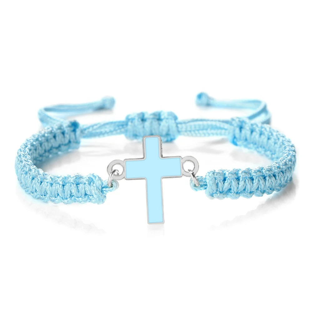Jesus Cross Braided Bracelet - Handmade Christian Faith Friendship Bangle Jewelry Gift for Women & Men
