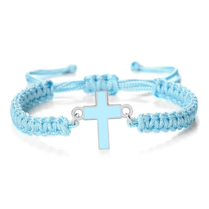 Jesus Cross Braided Bracelet - Handmade Christian Faith Friendship Bangle Jewelry Gift for Women & Men