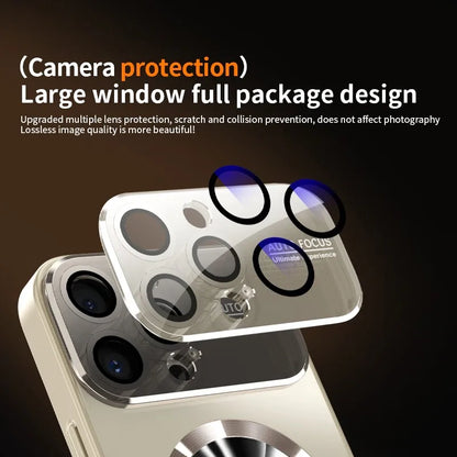 Titanium Metallic Matte iPhone Case - Luxury MagSafe Cover with Camera Lens Protection