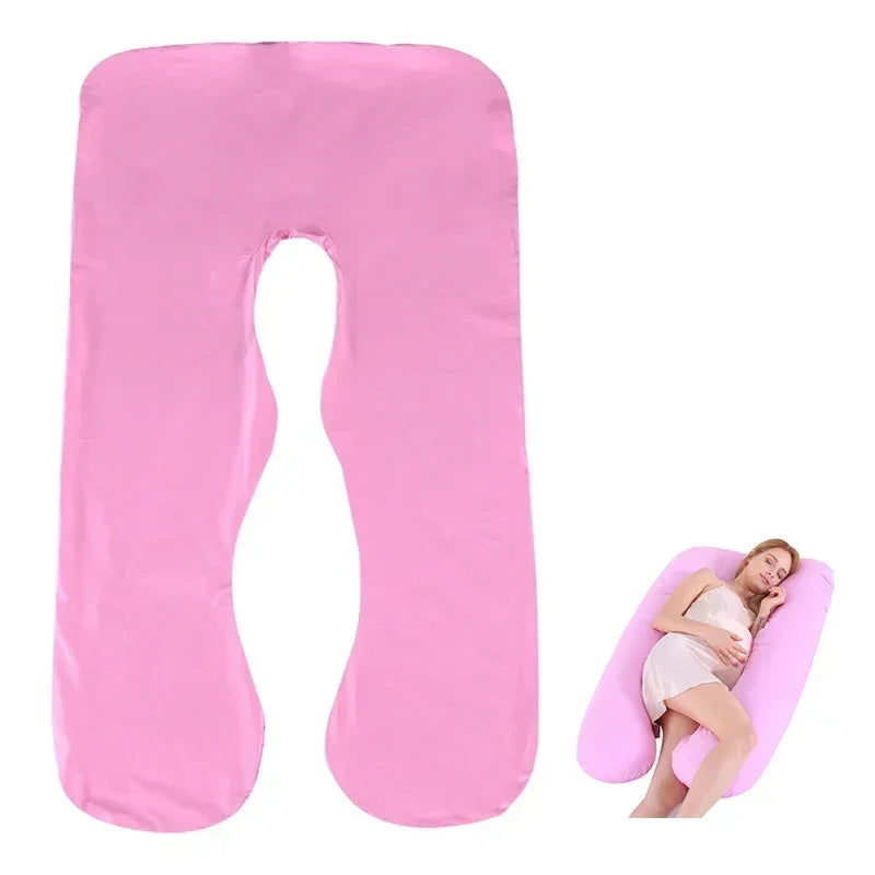 Cotton Maternity U-Shaped Body Pillow Case – 140/150cm Removable & Washable Cover for Pregnancy Support
