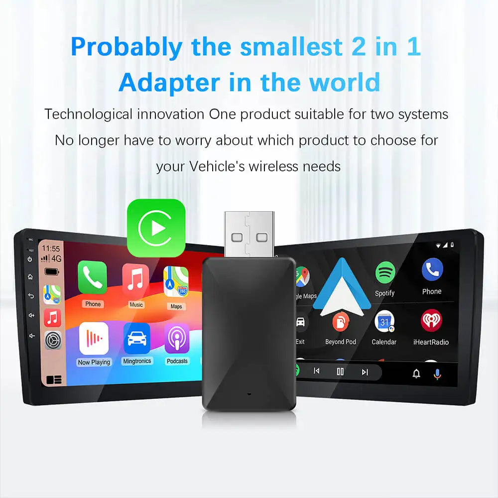 2024 Mini Apple CarPlay Wireless Adapter – Bluetooth and WiFi Dongle for Fast, Plug and Play Connection in OEM Wired CarPlay Vehicles