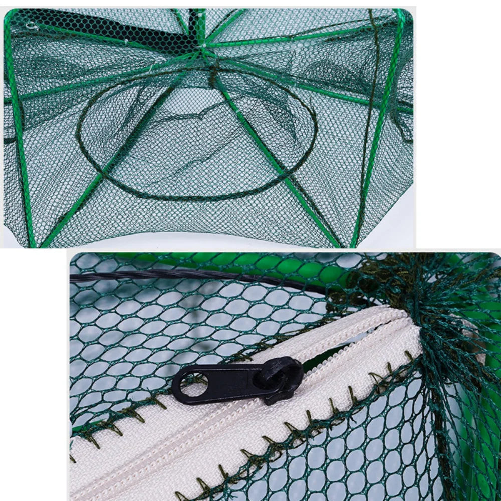 Folding Mesh Fishing Net Tackle - Crayfish Catcher Casting Cage for Crab, Shrimp, Smelt, Eels Traps