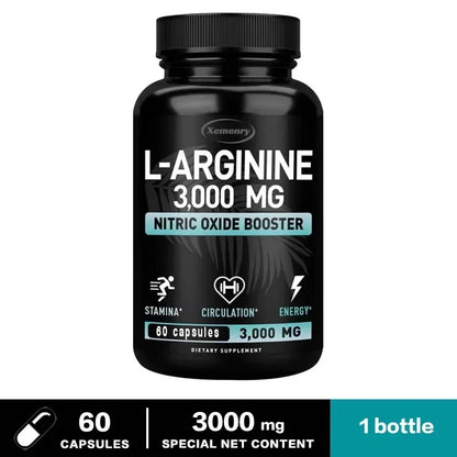 L-Arginine Supplement – Boost Energy, Strength & Endurance, Vascular Support for Exercise & Muscle Health
