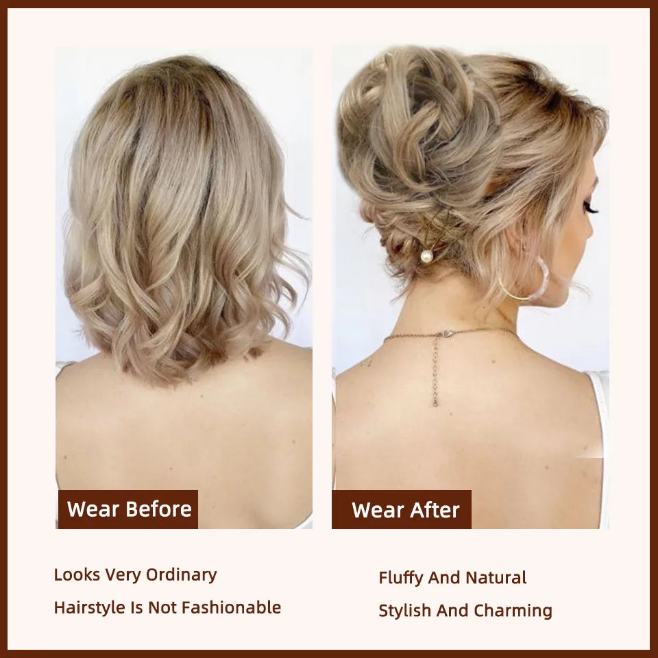 LUPU Synthetic Chignon Messy Bun Claw Clip - Wavy Curly Hair Piece for Women, Easy-to-Use Ponytail Extensions Scrunchie Hairpieces