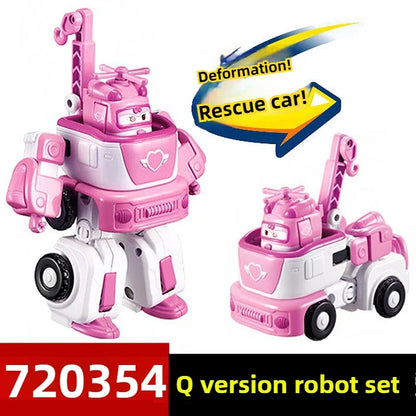 Auldey Super Wings Q Bao Police Transforming Robot Figure - Rescue Fire Truck Action Toy for Kids