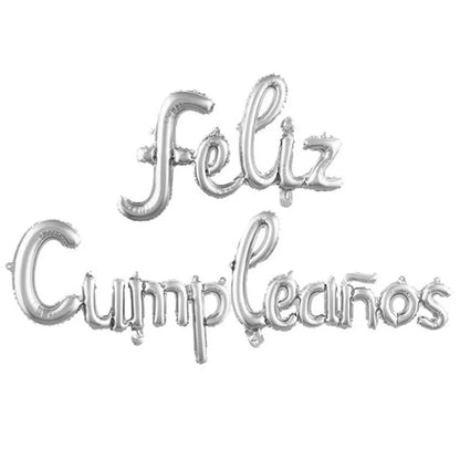 Spanish Happy Birthday Letter Balloons - Lowercase Conjoined Alphabet Foil Globos, Ideal for Birthday Party Decorations and Baby Showers