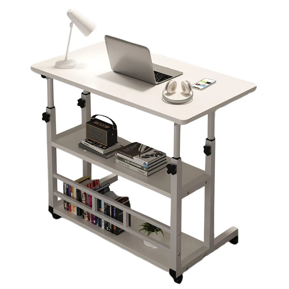 Adjustable Height Swivel Wheel Bedside Table – Mobile Rolling Desk for Laptop, Dormitory & Bedroom Use