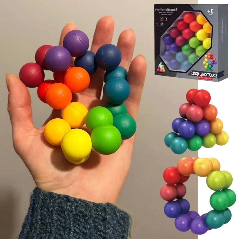 2025 3D Fidget Puzzle Ball Toy – Endless Twist & Turn Flexible Joint Stress Relief Desk Sculpture, Sensory Toy for Kids & Adults Gift