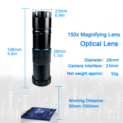 1-150X Zoom Lens Digital Microscope – 4K 48MP HD Industrial Camera with HDMI & Type C for Electronics Soldering