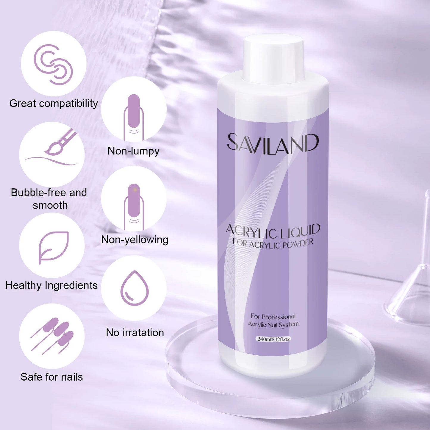 Saviland Acrylic Nail Monomer Liquid 60–500ml – Professional Large Capacity Nail Liquid for DIY Crystal Nail Art Extension System