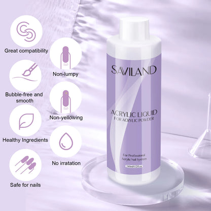 Saviland Acrylic Nail Monomer Liquid 60–500ml – Professional Large Capacity Nail Liquid for DIY Crystal Nail Art Extension System