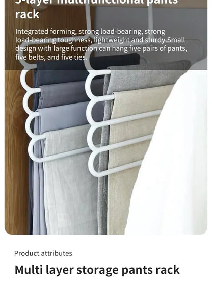 1/2/3pcs Multifunctional Pants Rack – Space-Saving 5-Layer Trousers Hanger for Closet & Clothes Storage