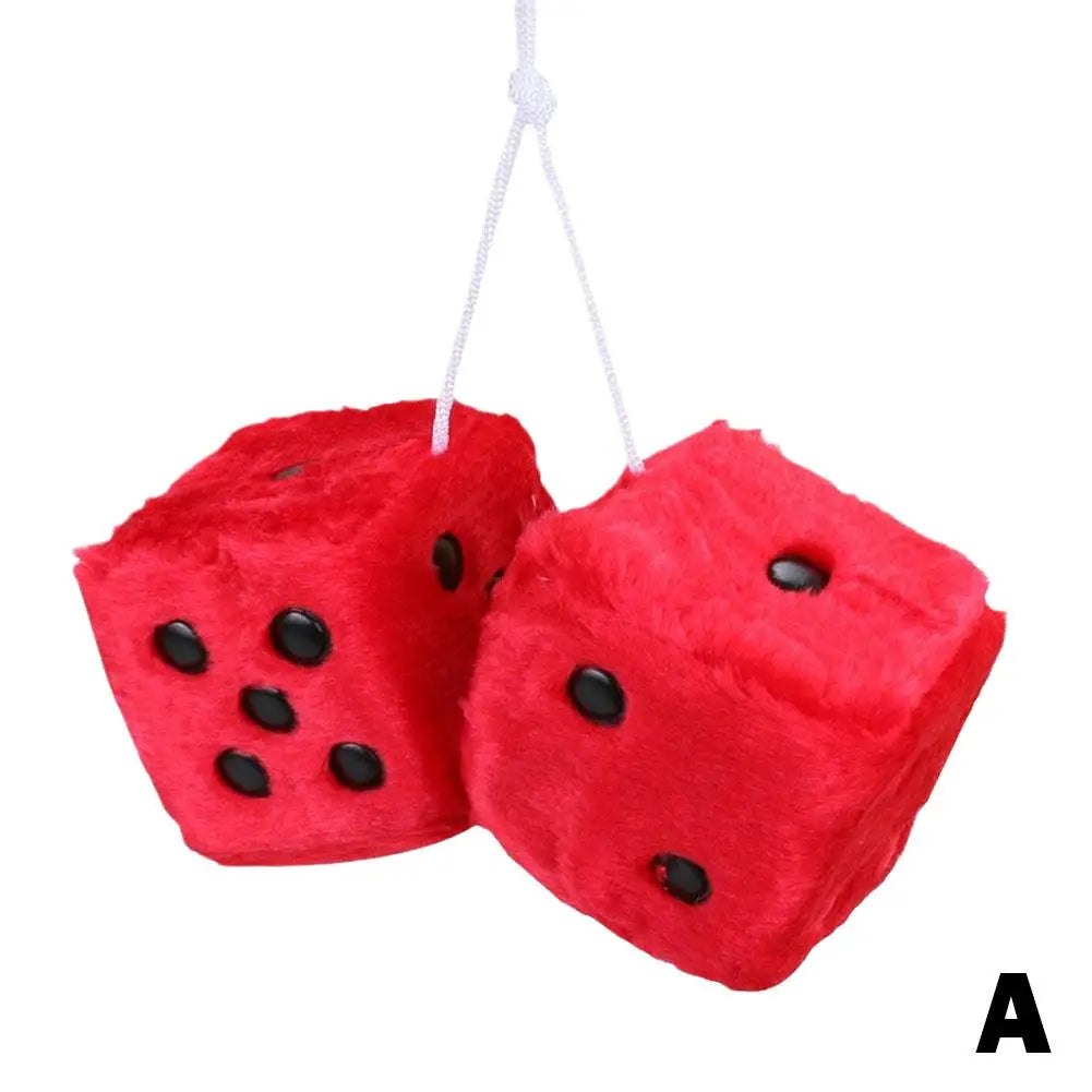 Long Hair Hot Stamping Dot Dice Plush Toy Cube – Anime Car Ornament & Decoration Pendant Accessory