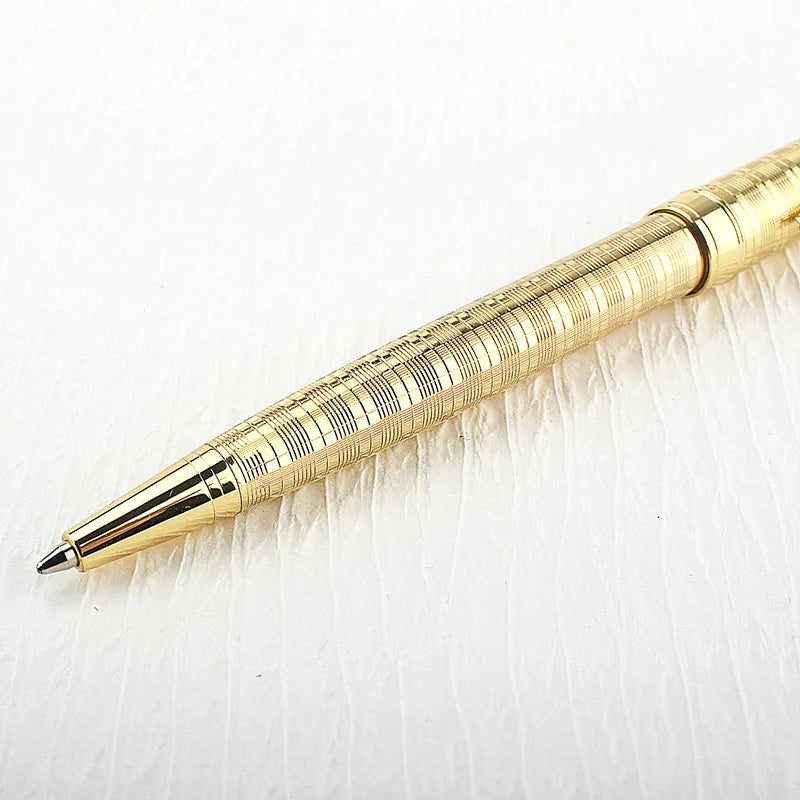 Luxury 0.7mm Metal Rollerball Pen – Blue Ink Gold Steel Signature Pen for Office & School Writing