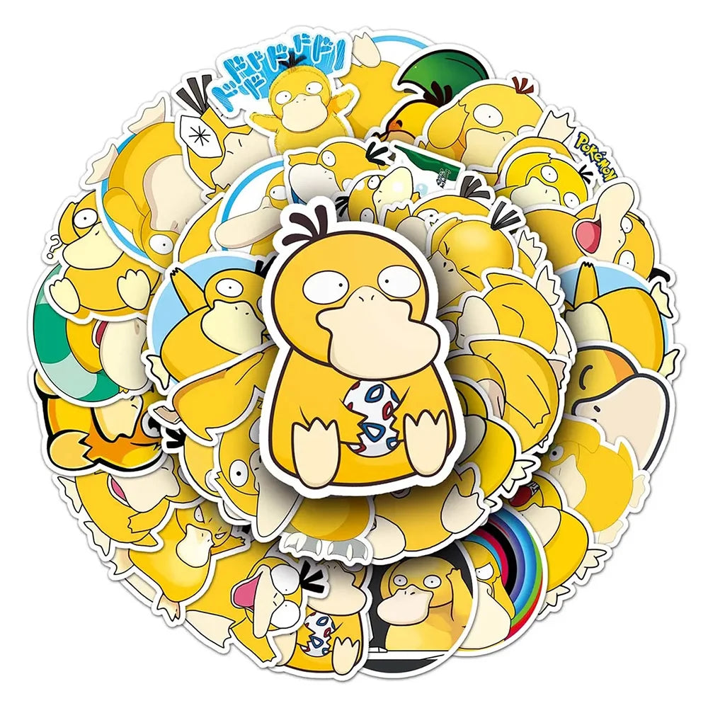 10/30/50-Piece Pokémon Psyduck Sticker Set - Cute Kawaii Anime Vinyl Decals for Phones, Water Bottles, Laptops, and DIY Crafts
