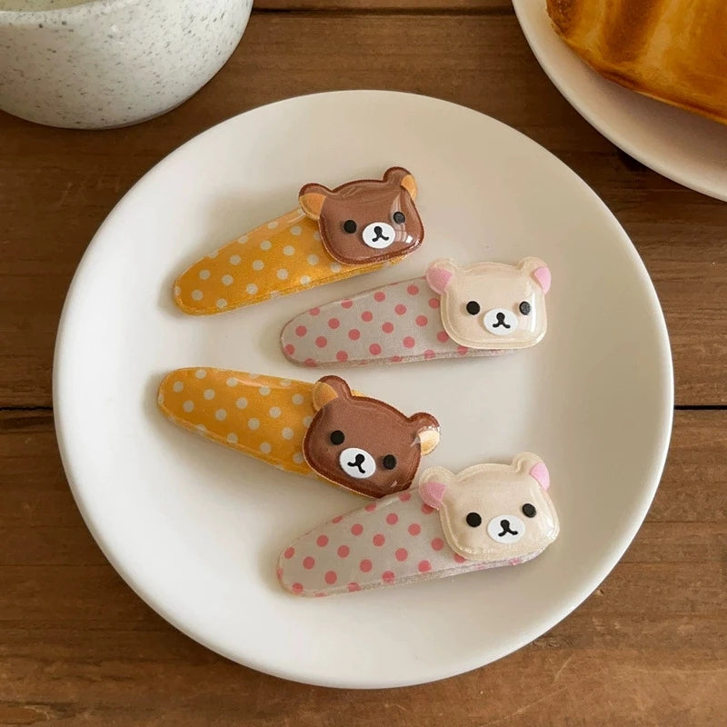 Kawaii Rilakkuma Hair Clip - Cute Cartoon Bangs Side Barrette Wave Point BB Clip Angel Wing Style Birthday Gift