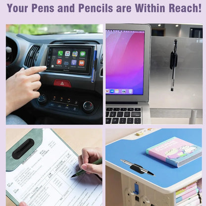 Sticky Pen Holder Desk Organizer - Adhesive Clip for Office, Teacher Supplies & Stationery Storage