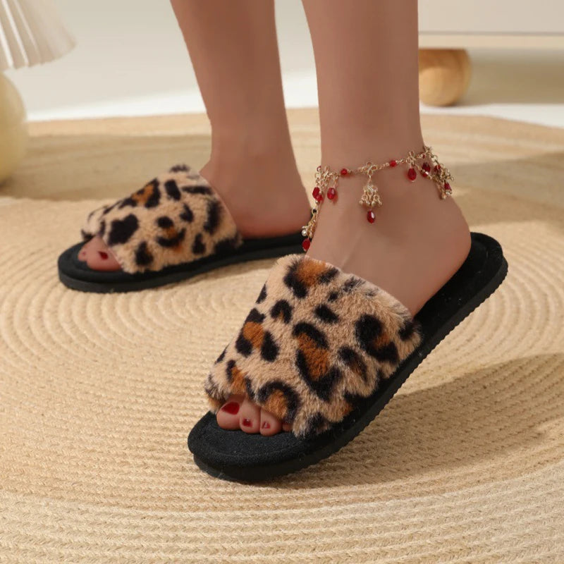 Women Plush Winter Slippers - Warm Cotton Lined EVA Non-Slip House Shoes for Indoor Comfort